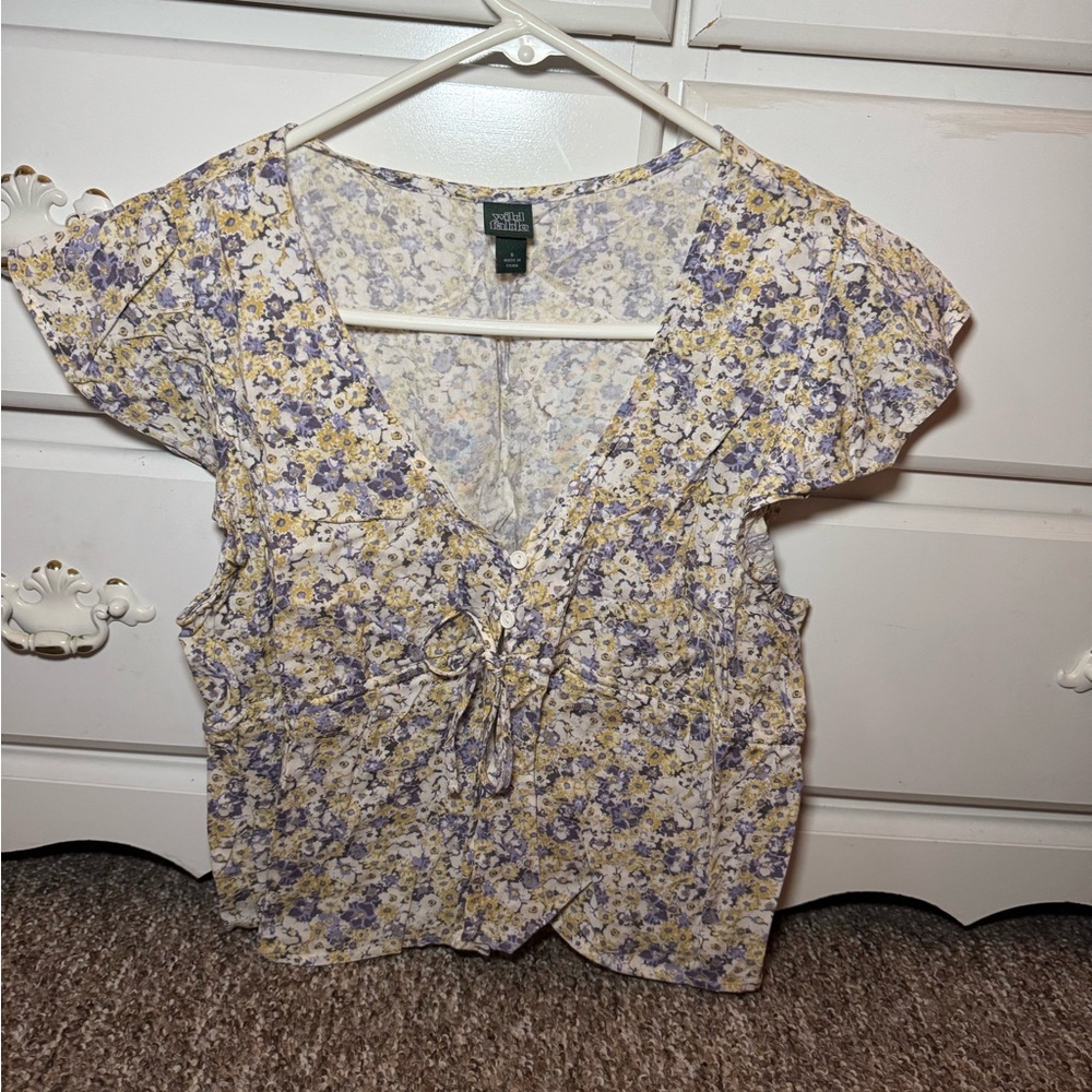 Wild Fable White Flutter Sleeve Wrap Blouse